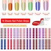 DANNEASY 16 Sheets French Nail Polish Stickers Full Nail Wraps French Tip Nail Strips Gel Nail Polish Strips Self Adhesive Fingernail Sticker Nails for Women with Nail File, Cuticle Stick