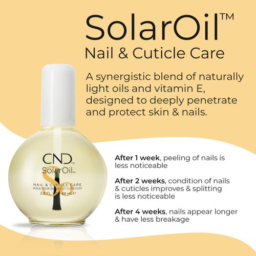 CND SolarOil Cuticle Oil, Natural Blend Of Jojoba, Vitamin E, Rice Bran and Sweet Almond Oils, Moisturizes and Conditions Skin, Pack Of 1, 2.3 oz.