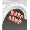 Short Press on Nails Square MABKJLF Fake Nails Full Cover False Nails with Color Flower Designs Glossy False Nails with Nail Glue Nail Accessories Artificial Acrylic Nails for Women Girls 24 Pcs