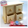 Matty's Toy Stop Design & Paint Your Own Wooden Jewelry Box Set with Mirror Jewelry Box, 3 Drawer Dresser, 4 Drawer Dresser, 3 Brushes & 9 Paints (3 Pink, 3 Blue & 3 White) Gift Set Bundle - 3 Pack