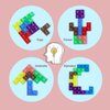Wooden Blocks Puzzle Brain Teasers Toy, Intelligent Colorful 3D Plastic Blocks Game with Vertical Wood Frame Game Board, Tangram Educational Montessori Toys Gift for Kids Age 4-8 Years Old