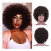 Traqur Afro Wig For Women 70s Afro Wigs Natural Looking Afro Kinky Curly Wigs With Bangs Short Bouncy Afro Curly Wig Soft Afro Puff Wig Synthetic Hair Afro Wig For Daily Party (Brown)