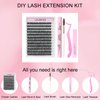 Lash Clusters Kit Mixed Tray Lash Extension Kit Lash Bond and Seal Waterproof DIY Eyelash Extension Kit Lash Remover Eyelash Brush Lash Tweezers Individual Lashes Kit (Set 40D-0.07D-14-18Mix)