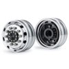 Que-T Metal Front Wheel Rims Hubs & Rubber Tires for 1/14 RC Tamiya Tractor Climbing Trailer Car, Pack of 2