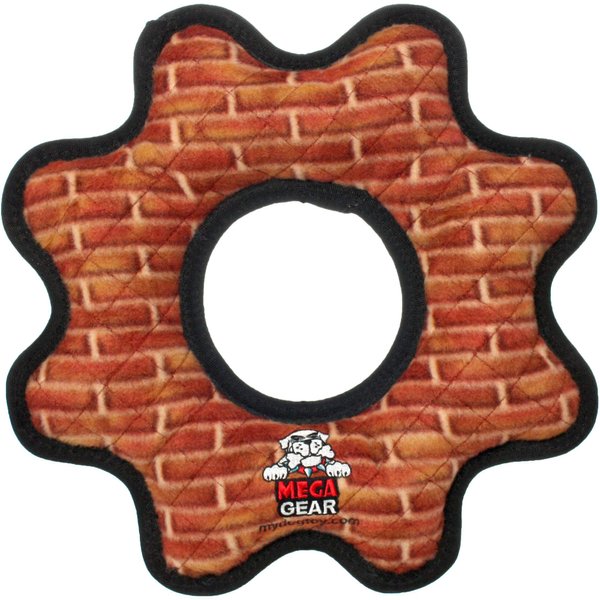 TUFFY - World's Tuffest Soft Dog Toy - MEGA Gear Ring- Brick - Squeakers - Multiple Layers. Made Durable, Strong & Tough. Interactive Play (Tug, Toss & Fetch). Machine Washable & Floats.