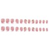 White French Tip Press on Nails Short Square Fake Nails Pink Acrylic Nails Press on With Rhinestones White Nail Tips Apricot Design Glue on Nails Reusable False Nails for Women 24pcs