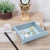 UnionBasic Small Valet Tray, Jewelry Tray for Rings Watches Earrings, Entryway Catchall Caddy for Coins Keys Change, Nightstand Bedside Valet Holder, Trays for Electronic Gadgets, Blue