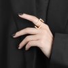 Unique Rectangle Open Band Ring for Women Girls Gold Plated Minimalist Geometrical Statement Adjustable Expandable Finger Rings Hypoallergenic Comfort Fit Fashion Simple Jewelry (Gold)