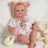 JIZHI Reborn Baby Doll Hollow Bottle and Magnetic Pacifier Set, Baby Doll Accessories for Reborn Baby Dolls, Pretend Play Feeding Toy Kids Gift, Pink