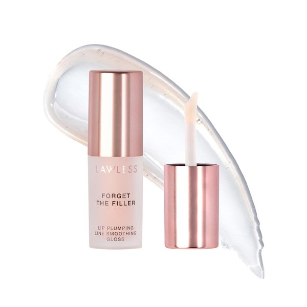 LAWLESS Mini Forget the Filler Lip Plumping Line Smoothing Gloss - Rosy Outlook - Premium Volumizing Lip Gloss with Natural Ingredients Designed to Plump, Firm, and Hydrate Lips - 0.058 oz