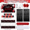 Red and Black Party Decorations for Women Men Boys Girls, Black and Red Birthday Decorations with Happy Birthday Banner Backdrop Tablecloth Red Star Balloons Black Fringe Curtains Party Supplies