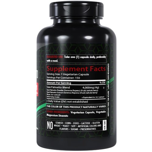 Healthfare Saw Palmetto Extract | 4000mg | 150 Capsules | Traditional Herb Supplement for Prostate, Hair and Urinary Health