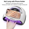 UV LED Nail Lamp with UV Gloves 72 Beads,300W Professional UV Nail Dryer Light for Gel Nails Polish/Acrylic,Fast Curing Gel X Polish Lamp with Phone Holder Smart Sensor 4 Timer,Nail Art Drying Tools