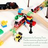 Foilswirl 24 Pcs Wooden Train Track Accessories Multicolor Wooden Track Connectors Compatible with Most Railroad Sets Educational Toys for Fun Toys Building Games Stem Kit