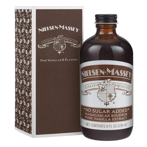 Nielsen-Massey No Sugar Added Madagascar Bourbon Pure Vanilla Extract for Baking and Cooking, 8 Ounce Bottle with Gift Box