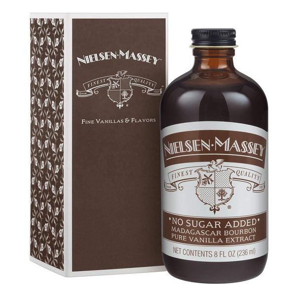 Nielsen-Massey No Sugar Added Madagascar Bourbon Pure Vanilla Extract for Baking and Cooking, 8 Ounce Bottle with Gift Box