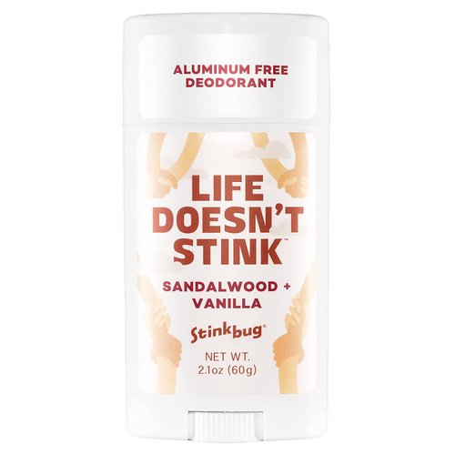 Natural Organic Sensitive Skin Deodorant Stick with Sandalwood + Vanilla, Coconut Oil and Activated Charcoal, Aluminum Free Deodorant by Stinkbug Naturals, 2.1 Ounce