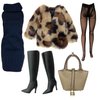 Eledoll Clothes Deluxe Fashion Pack Animal Cheetah Print Fur Coat Set Black Dress & Tote Bag & Black Boots