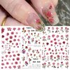 WOKOTO 9 Sheets Flower Nail Art Stickers for Hel Nails 3D Self-Adhesive Pink Red Rose Nail Decals Floral Designs Nail Stickers for Acrylic Nails Art Red Rose Nail Art Design Stickers for Women