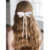 Furling Pompoms Hair Bow Clips with Long Tail Bowknot Hair Clip Ribbon Accessories Pony-tail Holders Accessories (Black/White)