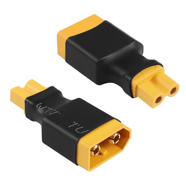 QIANRENON XT30 Female to XT60 Male RC Battery Charging Conversion Connector XT60 Plug to XT30 Socket Lithium Battery ESC Adapter, for Model Airplane Drone RC Car Toy Quadcopter, 2 Pcs
