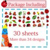 ATSMOICY 340 Pieces Ladybug Temporary Tattoos Stickers - Beetle Party Themed Baby Shower Girls Birthday Party Favors Decorations Kids Tattoo Gifts