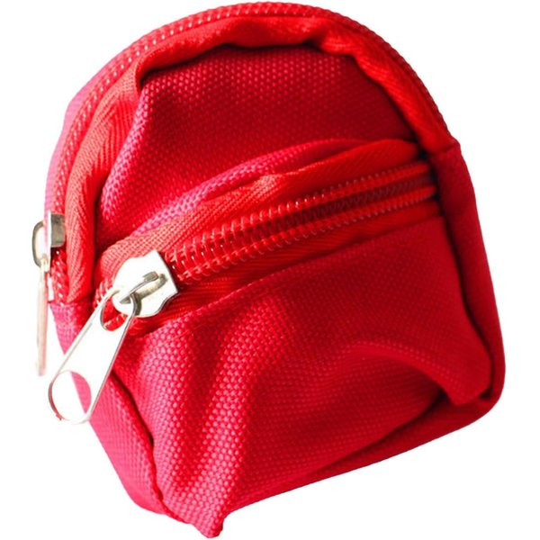 Mini Doll Zipper Backpack,Cute School Bag Model Dollhouse School Accessory for 1/6 Scale Dollhouse,Dolls Accessories Costume Ornament Photography Props,Keys Purse Dollhouse Accessories (Red)