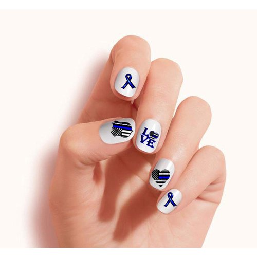Thin Blue Line (Ver.1) Clear waterslide Nail Art Decals (Tattoos) for The U.S. Police Supporters by DimOxy Designs.