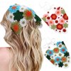 Urieo 2 Pcs Crochet Head Scarf Hair Bandanas Knitted Hair Scarf Colorful Floral Bandana Headbands Tie Head Kerchief Party Daily for Women and Girls