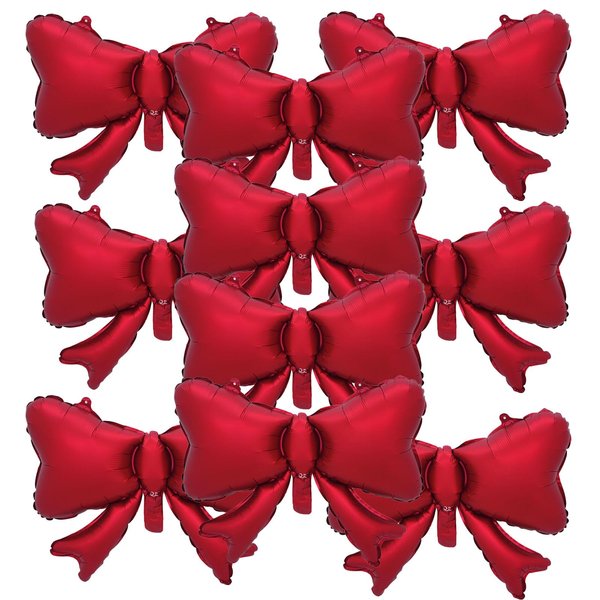FBQ 10 Pcs Bow Balloon Matte Red Bow Theme Party Birthday Party Girls Kids Foil Balloon Decoration Supplies