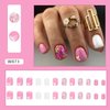 Extra Short Press on Nails Square SWEKKE Fake Nails Pink Full Cover Flower False Nails with Designs Glitter Glossy Glue on Nails Cute Acrylic Nails Artificial Nails for Women Girls 24 Pcs