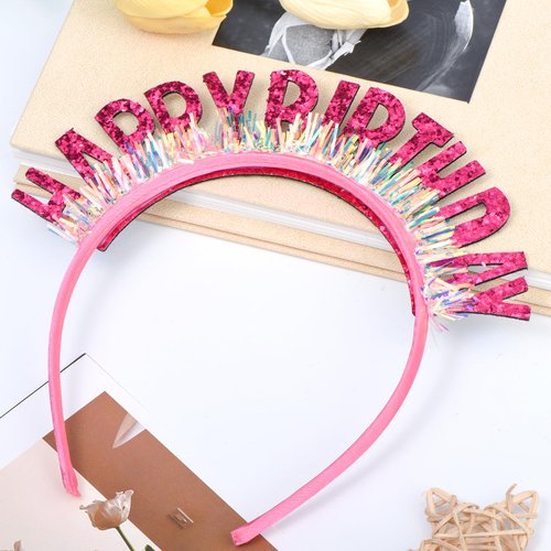 WantGor Birthday Crown Birthday Headband, Happy Birthday Headband for Women Birthday Tiara Headpiece Happy Birthday Decorations, Birthday Gifts Party Accessories (Rose Red, Medium)