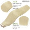 Lacer Hair Extensions Real Human Hair Tape in Platinum Blonde Seamless Double Sided Straight Natural Thick Hair Extensions Human Hair for Women 18 Inch 20pcs 50g