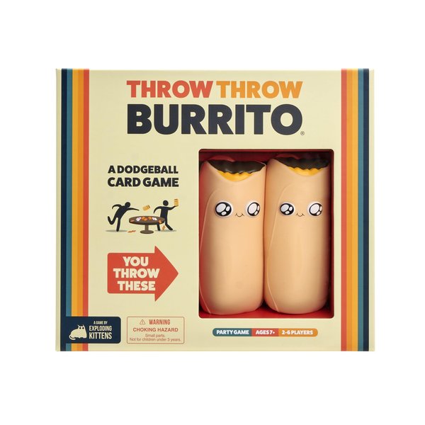 Exploding Kittens Presents Throw Throw Burrito - A Dodgeball Card Game - Family Card Games for Adults, Teens & Kids - 2-6 Players - Ages 7 and Up - 120 Cards