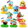 PHOGARY 9 Pcs Summer Pool Honeycomb Centerpieces, Beach Honeycomb Centerpieces Hawaiian Luau Table Toppers Pool Party Decorations Tropical Aloha Table Centerpiece for Summer Pool Beach Hawaii Birthday