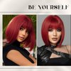 Short Red Bob Wigs With Bangs - Straight Red Bob Wig for Women Red 12inch Synthetic wig Heat Resistant Fiber Hair Natural and Stylish Look Suitable for Cosplay Parties