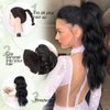 ALXNAN Ponytail Extension,16 Inch Claw Ponytail Hair Extensions for Women，Claw Clip in Long Wavy Synthetic Black Ponytail Extension for Daily Use.