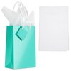 BLUE PANDA 20 Pack Small Teal Gift Bags with Handles, Tag, and Tissue Paper Sheets for Baby Shower, Valentines, Birthday, Wedding, Anniversary Party Favors and Goodies, 7.9x5.5x2.5 in