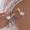 Sttiafay Vintage Crystal Square Drop Earrings Gold Cz Square Stud Earrings Rhinestone Square Dangle Earrings Geometry Cz Earrings Jewelry for Women and Girls