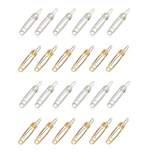 Doromy 24Packs Alloy Safety Pin Shape Hairpins Gothic Hair Accessories Golden Silver Hair Clips Y2k Hair Pins Set Hairdressing Tool for Girs and Women