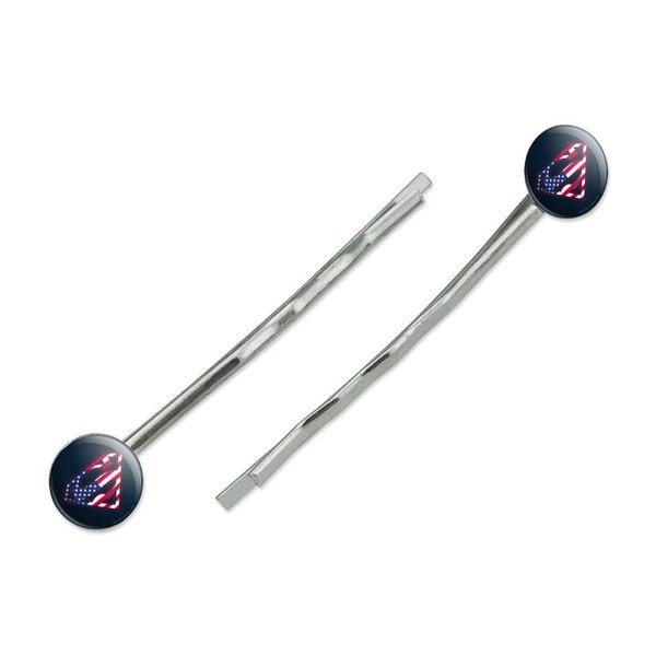 Superman USA American Flag Shield Logo Bobby Pins Barrettes Hair Styling Clips