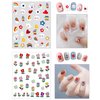 HAIIDOAK 16 Sheets Nail Stickers with Tweezer, Self-Adhesive 3D Nail Decals for Women, Kids, and Little Girls - Manicure Accessories Set for Stylish Nails