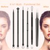 Pimple Popper Tool Kit, 6 Pcs Blackhead Remover Acne Needle Tools Set Removing Treatment Comedone Whitehead Popping Zit for Nose Face Skin Blemish Extractor Tool - Black