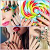 Maitys 560 Pieces Jamberry Nail Wraps Real Nail Polish Stickers Nail Wrap Nail Polish Strips Decals DIY Glitter Nail Adhesive Full Wraps Art Set with Nail File for Women Girls (Bright Style)