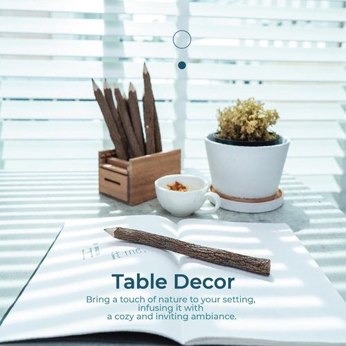 BSIRI Black Pencils Wood Pack of 12 in 7 Inch Tree Bark Wooden Favors in Rustic Twig Pencils Unique Gifts Camping Lumberjack Decorations Party Supplies Novelty Gifts as Natural Pencil