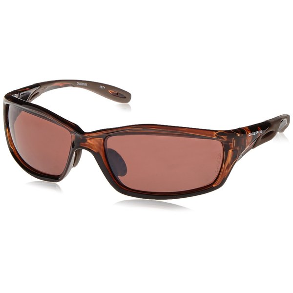 Crossfire 21126 Infinity Premium Safety Glasses, HD Brown Polarized Lens - Crystal Brown Frame, Regular