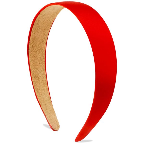 Atoden Satin Red Headbands for Women Girls 1.18 Inch Wide Thin Hard Headbands Non Slip Ribbon Hair Bands Plain Headbands for Crafts DIY Costume Holiday Christmas Gifts Hair Accessories