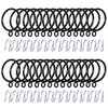 Adiyer 28pcs 1.5-Inch Drapery Rings Black Curtain Rings with Eyelet for Curtain Rod (Pin-on Hooks Included)