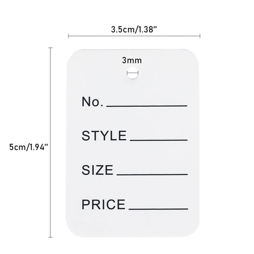 G2PLUS 1000 PCS Price Tags,1.94" X 1.38" White Paper Tags for Clothes Size, Lables, Coupon, Store, Without String, Clothing Tags with Exquisite Box Package
