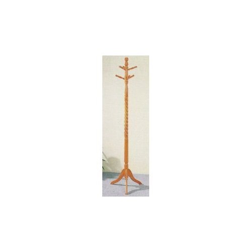 The Furniture Cove Man CAVE Twist Style Oak Finish Wood Coat & Hat Rack Stand